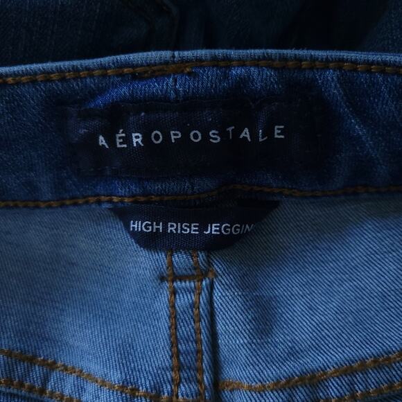 Aeropostale High Rise Jeggings Size 0 Blue Jeans Distessed Skinny Pants - Picture 4 of 5